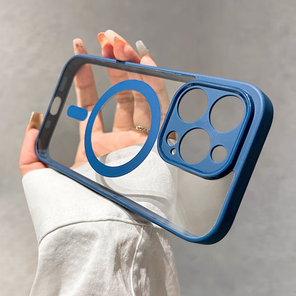 Ốp điện thoại dẻo trong suốt viền màu bảo vệ camera KOLEAD P56 chống sốc từ tính cho lphone 11 12 13 14 15 Pro Promax | BigBuy360 - bigbuy360.vn