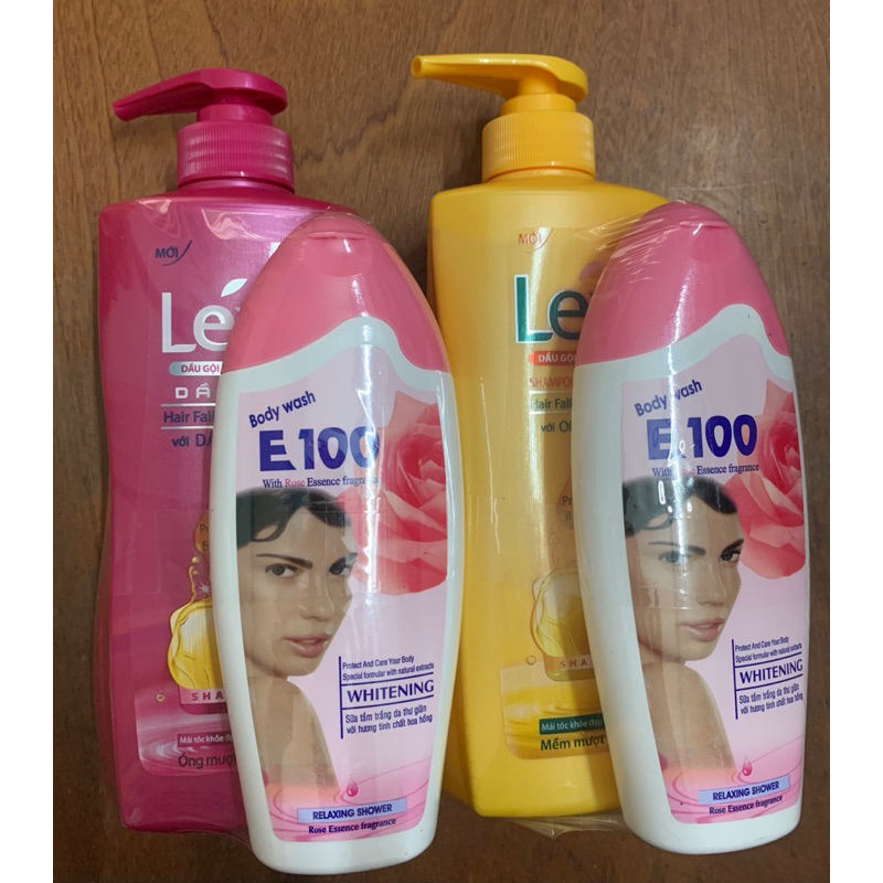 Dầu gội mềm mượt tóc Lexi tặng kèm sữa tắm hoa hồng E100