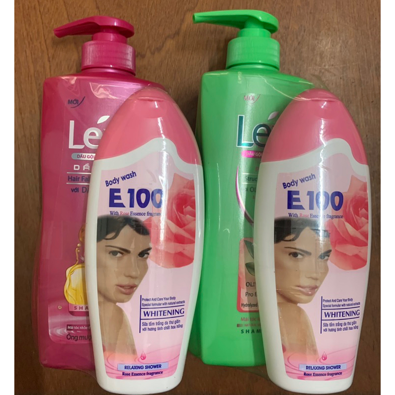 Dầu gội mềm mượt tóc Lexi tặng kèm sữa tắm hoa hồng E100