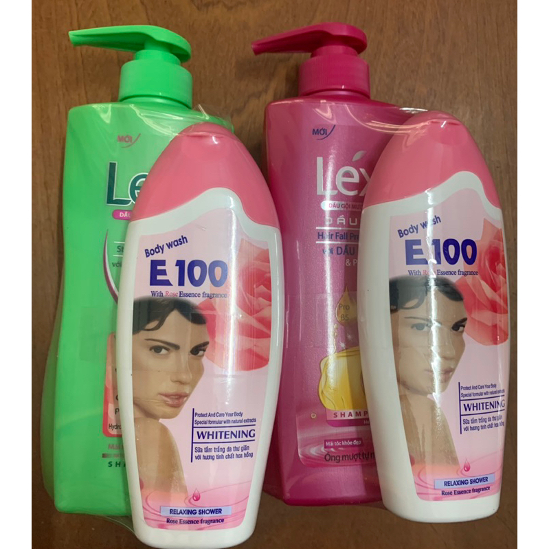 Dầu gội mềm mượt tóc Lexi tặng kèm sữa tắm hoa hồng E100