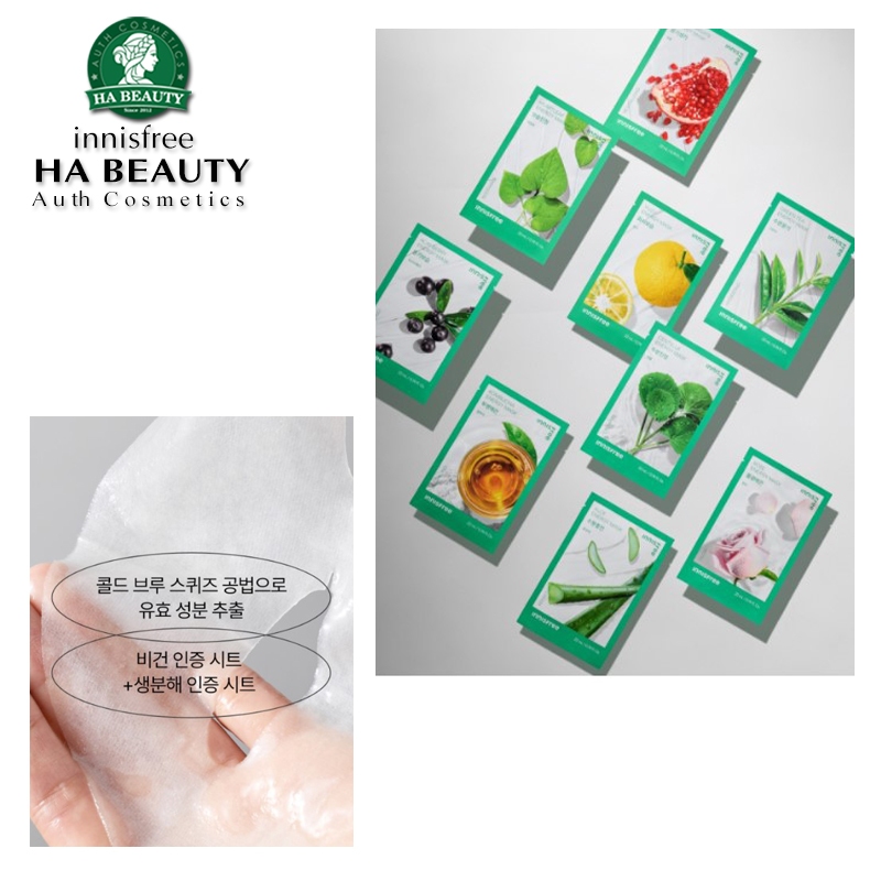 Mặt nạ giấy Chăm sóc da mỗi ngày Hàn Quốc innisfree Green Tea Energy Mask 22mL