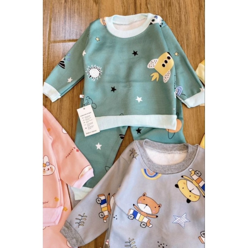 Bộ nỉ cho bé/ bộ nỉ bông dài tay cho bé - PANDAKIDS