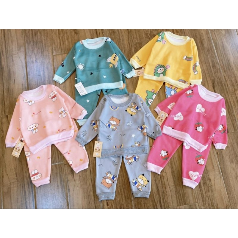 Bộ nỉ cho bé/ bộ nỉ bông dài tay cho bé - PANDAKIDS