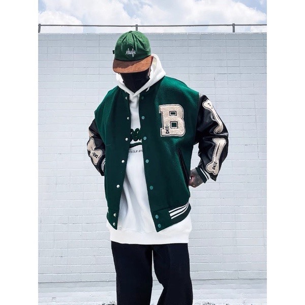 Áo khoác bomber logo thêu chữ B chất liệu nỉ cao cấp fom đẹp 2023