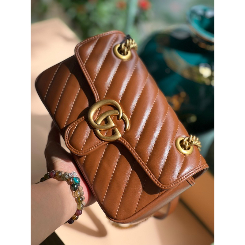 Túi GC Marmont Nâu SPSL Fullbox 2 Box Nam Châm Seal