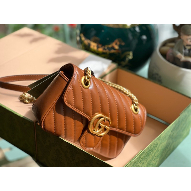 Túi GC Marmont Nâu SPSL Fullbox 2 Box Nam Châm Seal