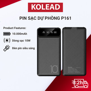 Pin sạc dự phòng tích hợp đèn pin siêu sáng kolead kp161 10000mah có màn hình led hiển thị pin, nhỏ gọn