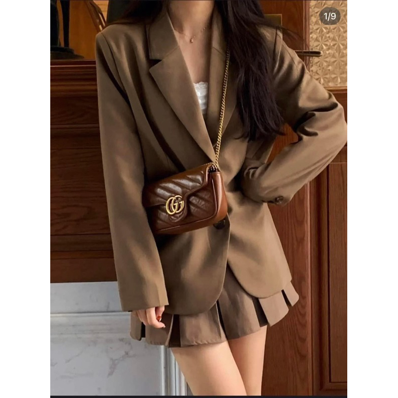 Túi GC Marmont Nâu SPSL Fullbox 2 Box Nam Châm Seal