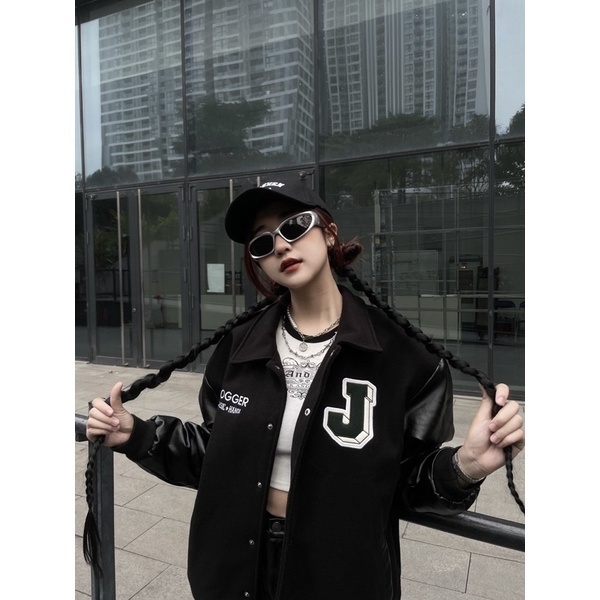 Áo khoác Varsity JOGGER Dạ Phối Tay Da Cao Cấp Chần Bông 3 Lớp ,Hàng cao cấp hot trend 2023
