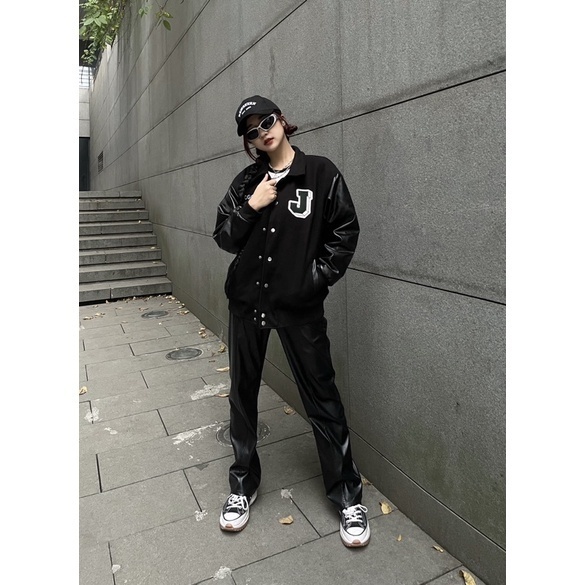 Áo khoác Varsity JOGGER Dạ Phối Tay Da Cao Cấp Chần Bông 3 Lớp ,Hàng cao cấp hot trend 2023