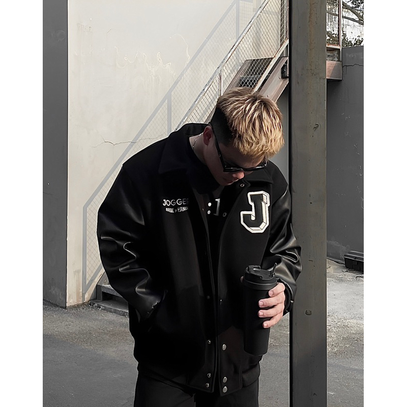 Áo khoác Varsity JOGGER Dạ Phối Tay Da Cao Cấp Chần Bông 3 Lớp ,Hàng cao cấp hot trend 2023