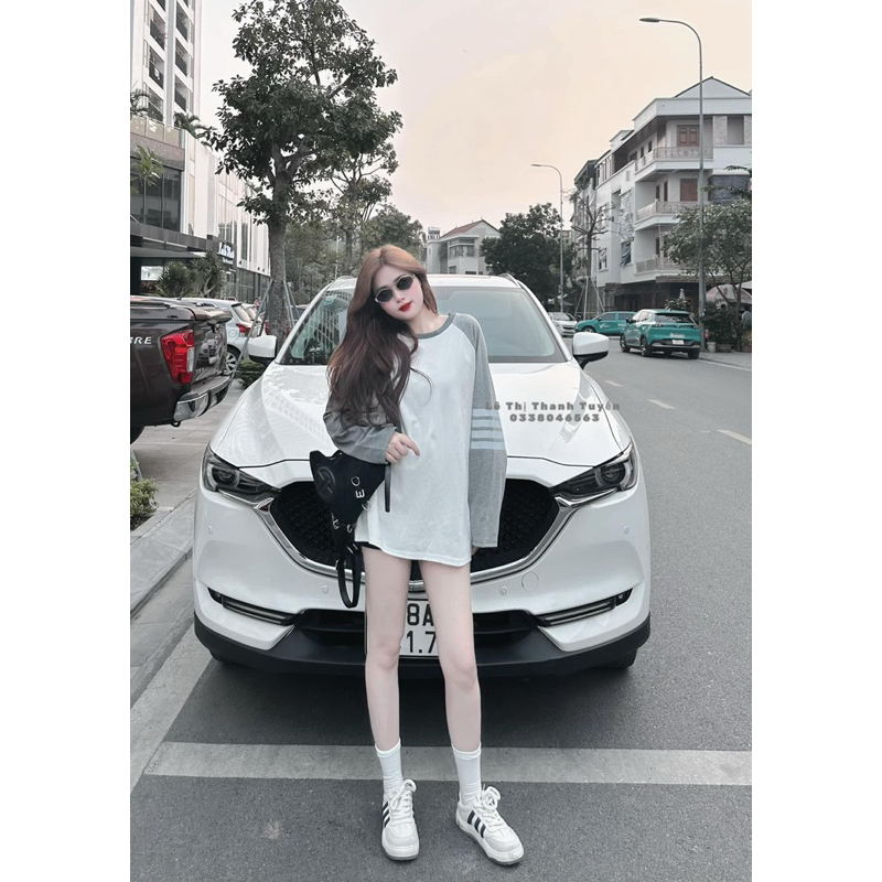 Áo thun giáp lăng thome tay xám ảnh thật