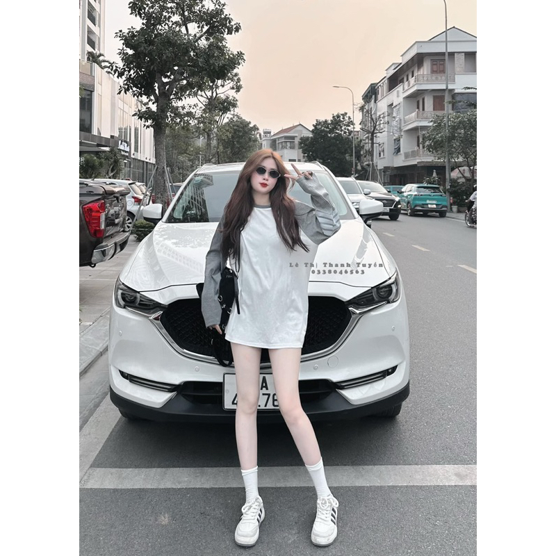 Áo thun giáp lăng thome tay xám ảnh thật