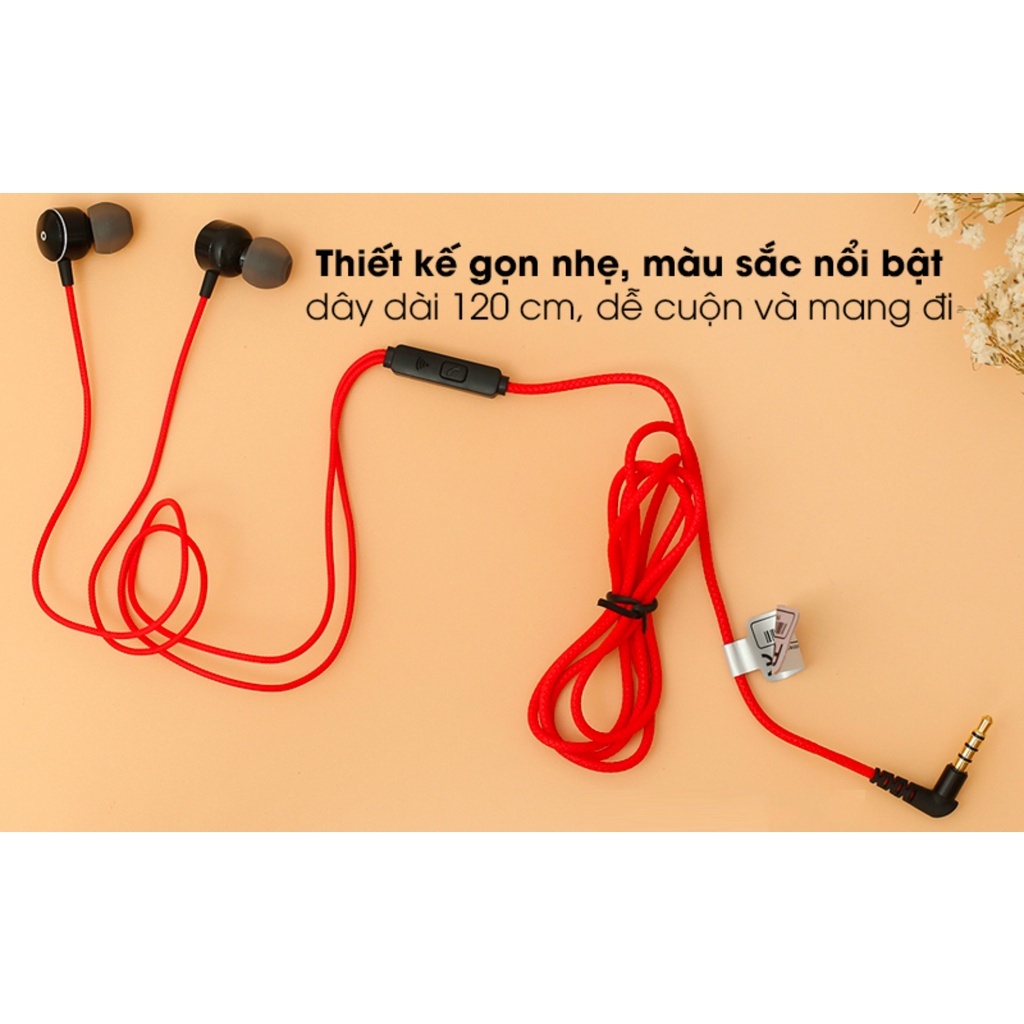 Tai Nghe Nhét Tai Có Dây Dài 1.2m Rapoo EP28 Jack 3.5mm Thiết Kế Chữ L Có Mic Ghi Âm - Hàng Chính Hãng Bảo Hành 24 Tháng