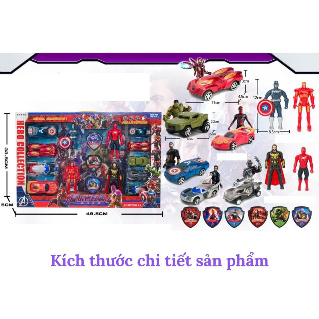 Bộ Đồ Chơi Mô Hình Siêu Nhân Captain American Và Người Nhện Tuệ Minh Có Khiên Và 5 Ô Tô Bánh Đà Siêu Ngầu Cho Bé Trai