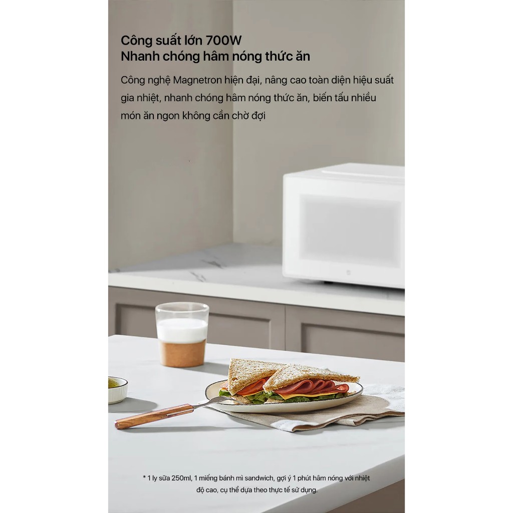 Lò vi sóng thông minh Xiaomi Mijia MWB020 dung tích 20L công suất 700W, làm nóng 360 độ - Hàng chính hãng