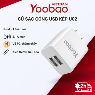 Củ sạc U02 cổng USB Yoobao kép - Thiết kế nhỏ gọn, tiện lợi