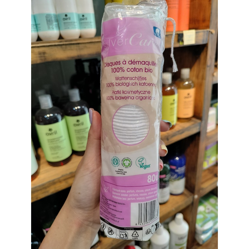 Bông tẩy trang hữu cơ tròn Silvercare 80 miếng