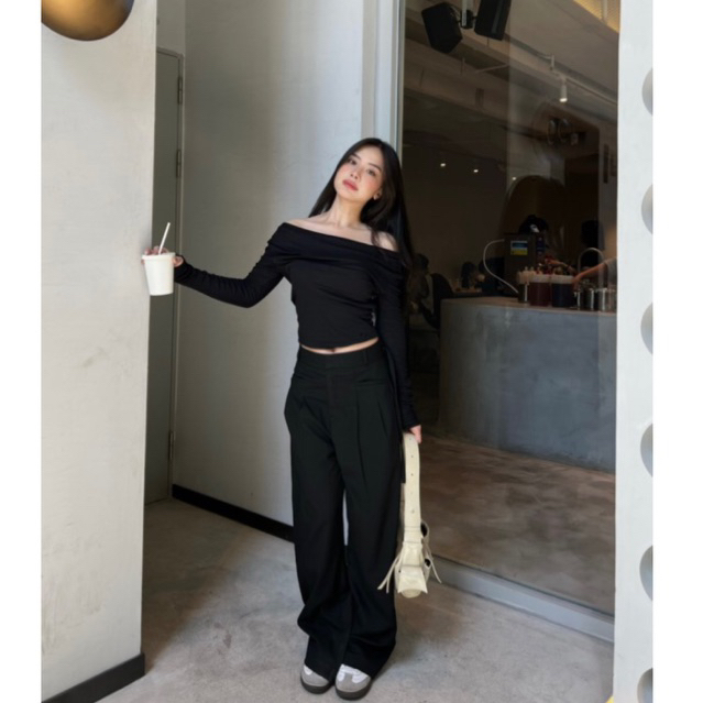 QUẦN TÂY LƯNG THẤP XẾP LY PHOM RỘNG KÈM DÂY