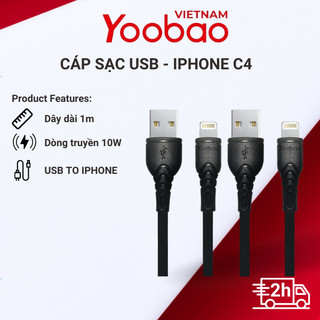 Dây cáp sạc cho iPhone iPad đầu Lightning Yoobao C4 dài 1m - Dòng điện 2.1A - Màu sắc đơn giản - Hàng chính hãng