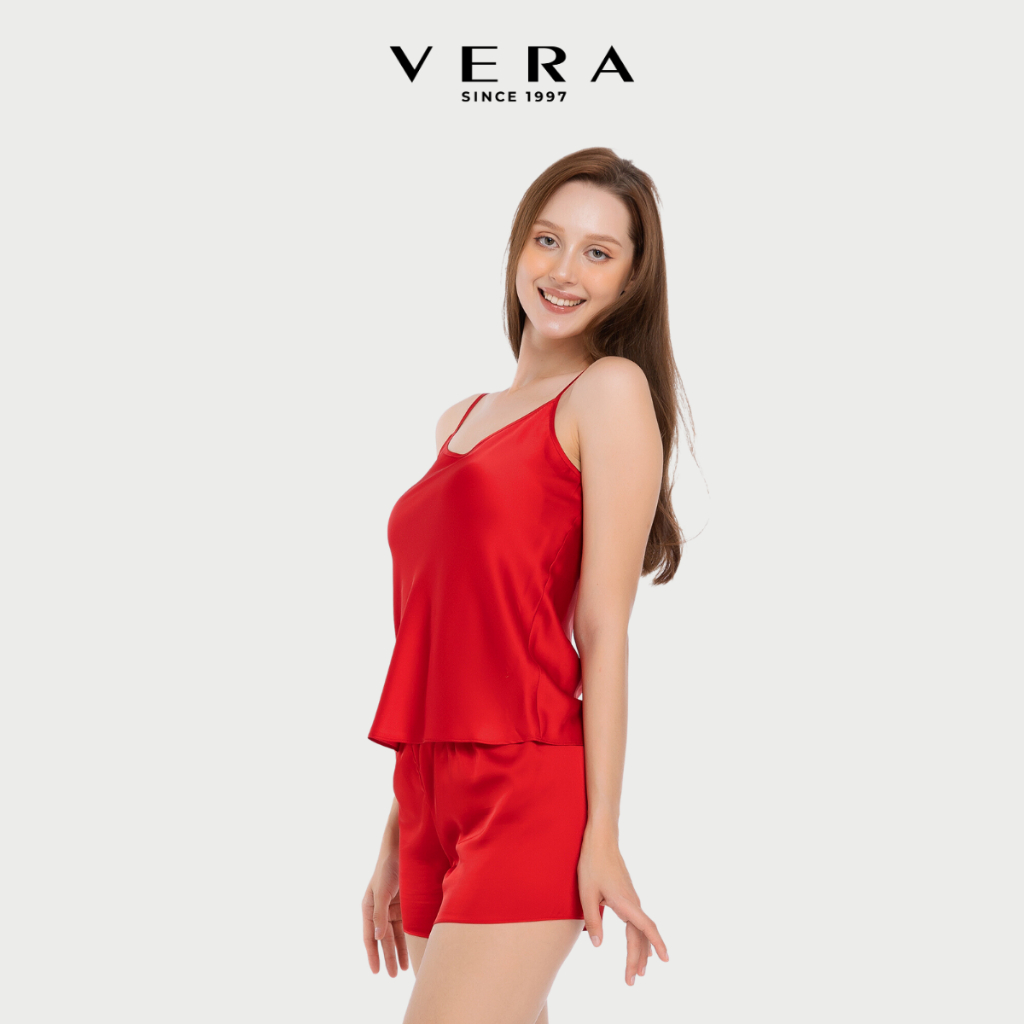 Bộ đồ ngủ short nữ VERA Satin trơn quyến rũ, mềm mại, không gây hằn cấn trên da - V0589