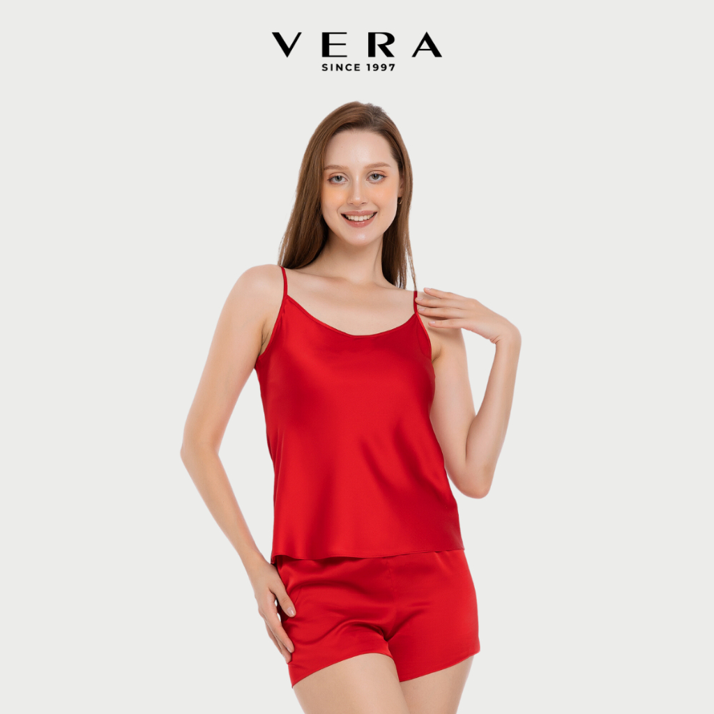 Bộ đồ ngủ short nữ VERA Satin trơn quyến rũ, mềm mại, không gây hằn cấn trên da - V0589