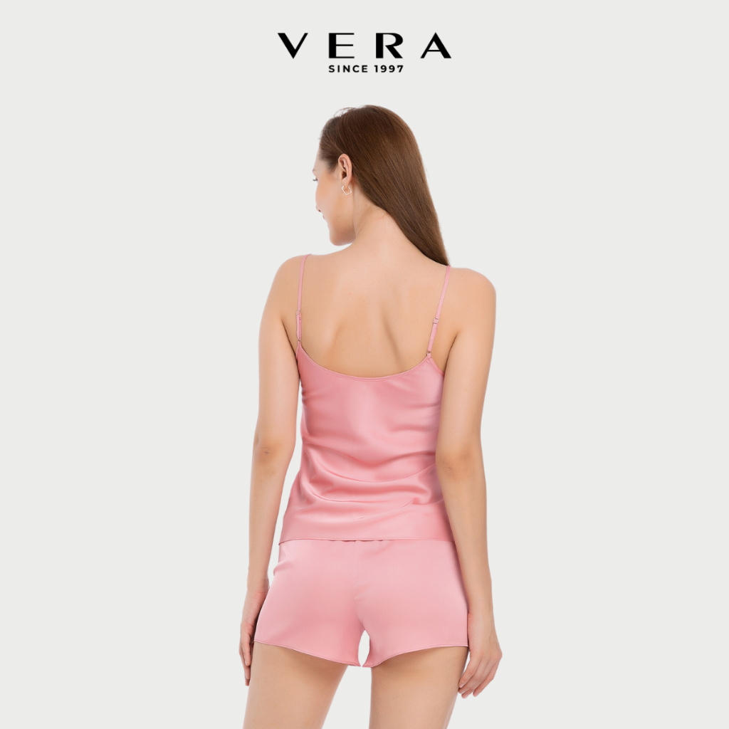 Bộ đồ ngủ short nữ VERA Satin trơn quyến rũ, mềm mại, không gây hằn cấn trên da - V0589