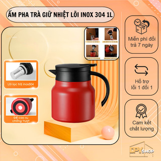 Ấm pha trà, Bình pha trà giữ nhiệt inox 1000ml, Ấm pha trà giữ nhiệt 1 lít inox 316 hàng cao cấp giữ ấm lâu