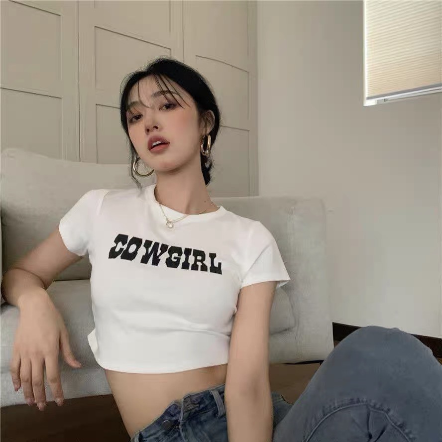 Áo Croptop Ôm In Hình Cowgirl - Chuly