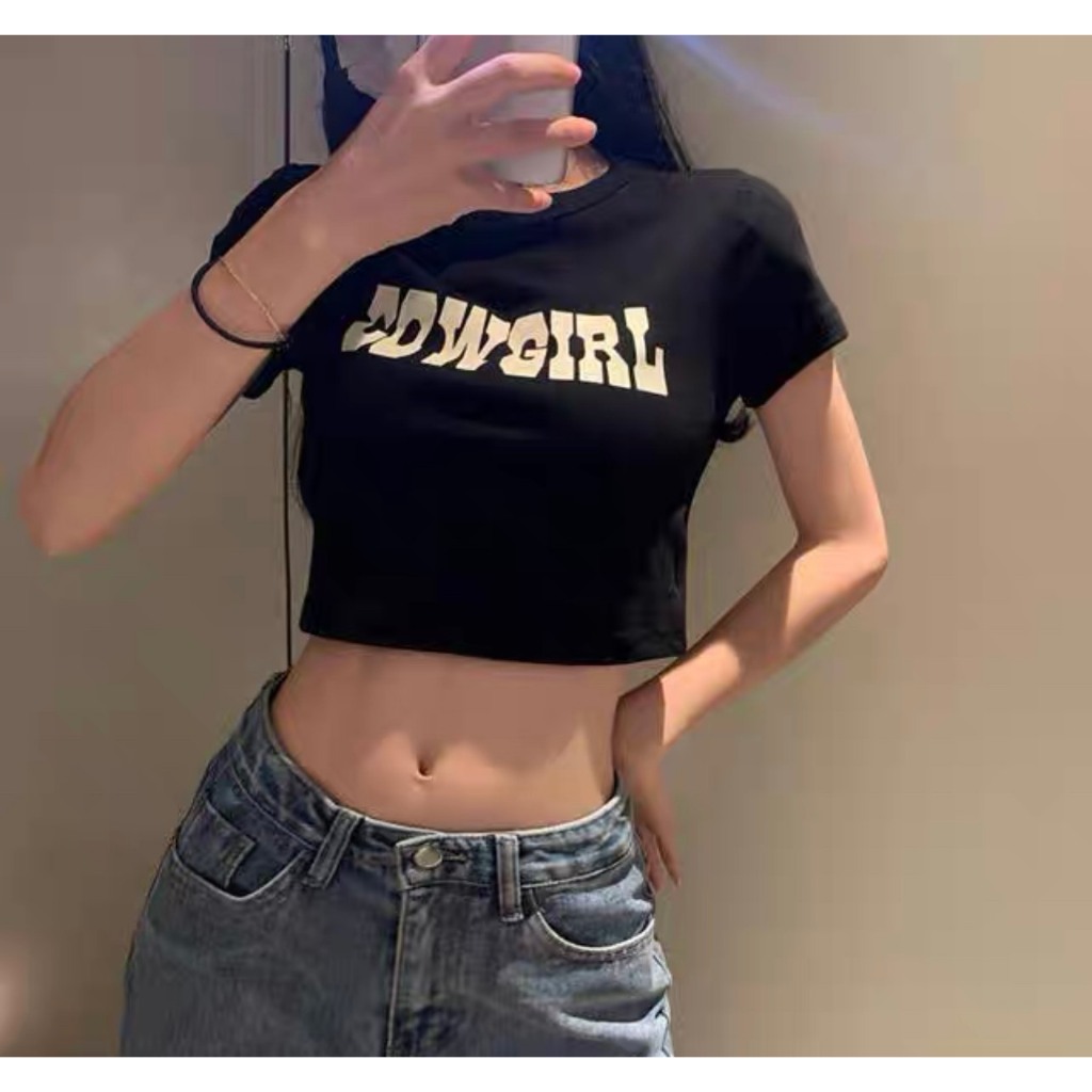 Áo Croptop Ôm In Hình Cowgirl - Chuly