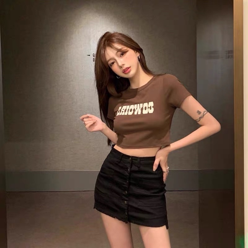 Áo Croptop Ôm In Hình Cowgirl - Chuly