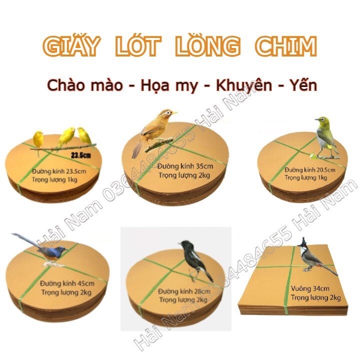 Giấy lót lồng chim chào mào, chích chòe, họa my. khuyên vuông tròn đủ mẫu nhiều kích cỡ dễ dàng sử dụng trọng lượng 1kg