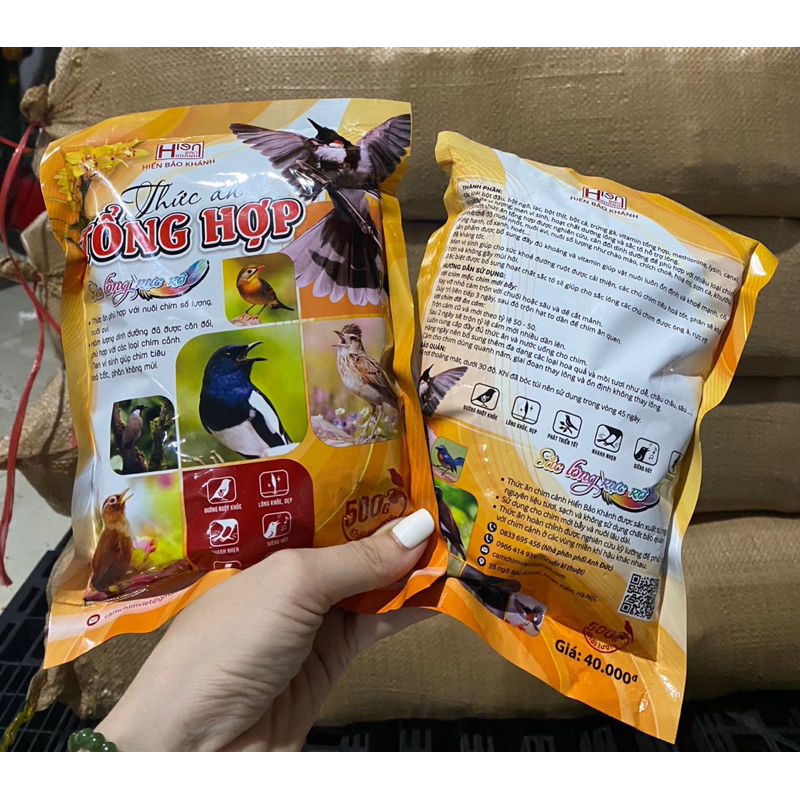 Cám chim tổng hợp Hiển Bảo Khánh 500gr - Cám chim Chào Mào, Khuyên, Chích Chòe, Mi - Thức ăn cho chim Milody