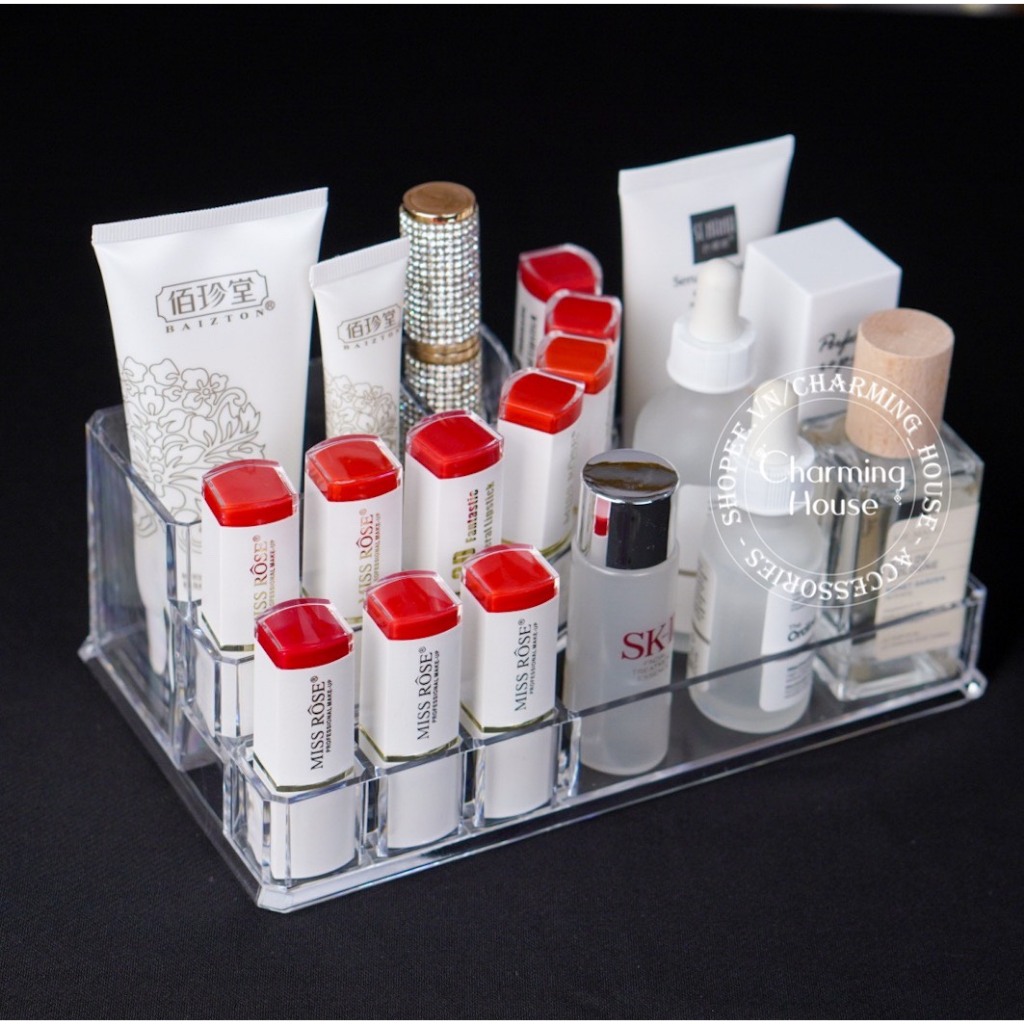 KHAY ĐỰNG SON MIX CỌ VÀ MỸ PHẨM