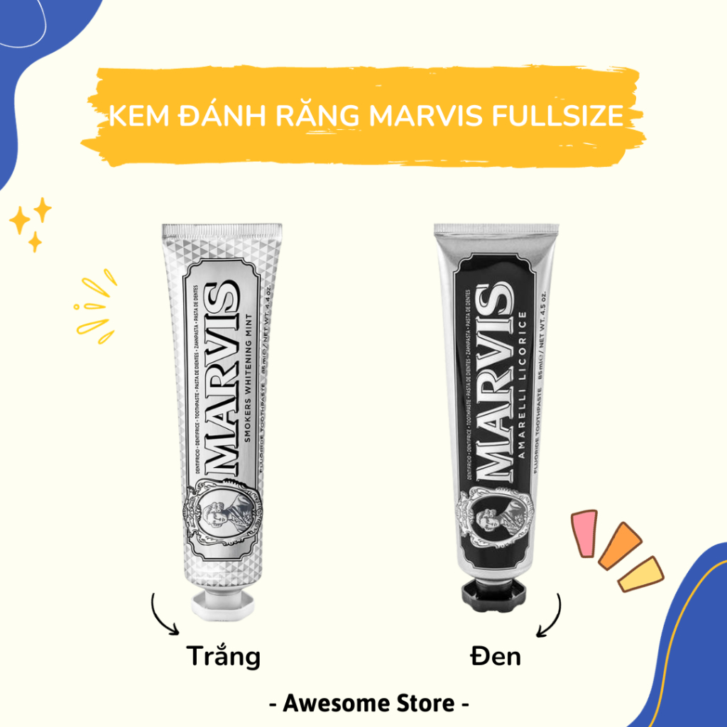 Kem đánh răng Marvis Fullsize Trắng - Đen 85ml
