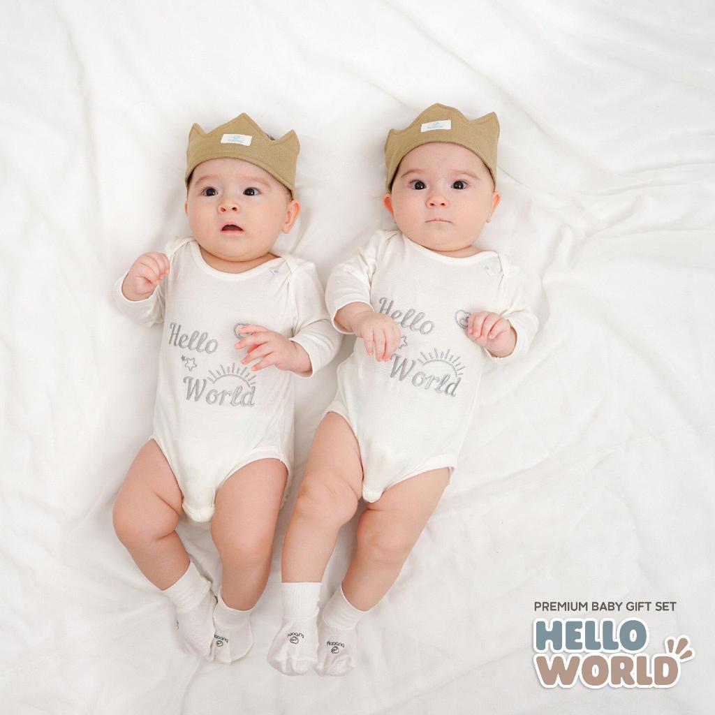 Set quà tặng sơ sinh cao cấp Hello World cho bé từ 0-3M (4-6kg)