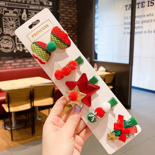 Vỉ sét  5 kẹp tóc Noel cho bé cực xinh