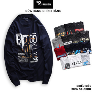  Áo Thun Cổ Tròn Rurumen - Áo Thun Nam Tay Dài Vải Cotton Lạnh - Áo Phông Nam In Chữ RURUMEN VNXK Big Size 