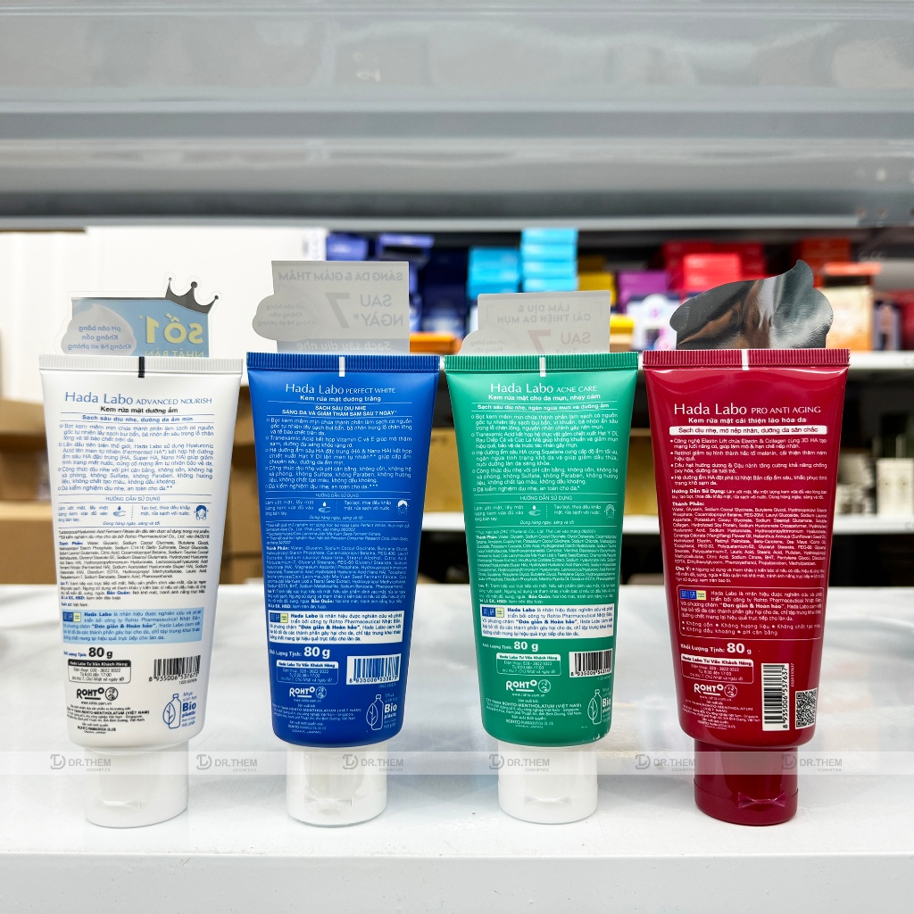 Sữa Rửa Mặt Hada Labo Premium / Advanced Nourish / Perfect White / Acne Care / Pro Anti Aging Cleanser 80g - Dr Thêm | BigBuy360 - bigbuy360.vn