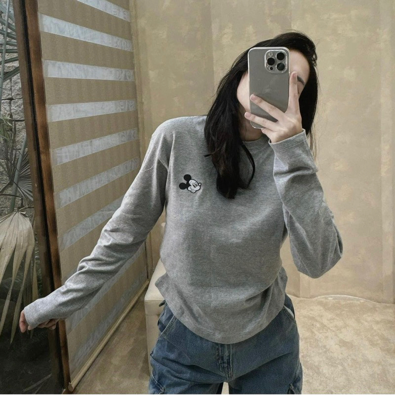 Set 3 áo thun dài tay thêu Mickey
