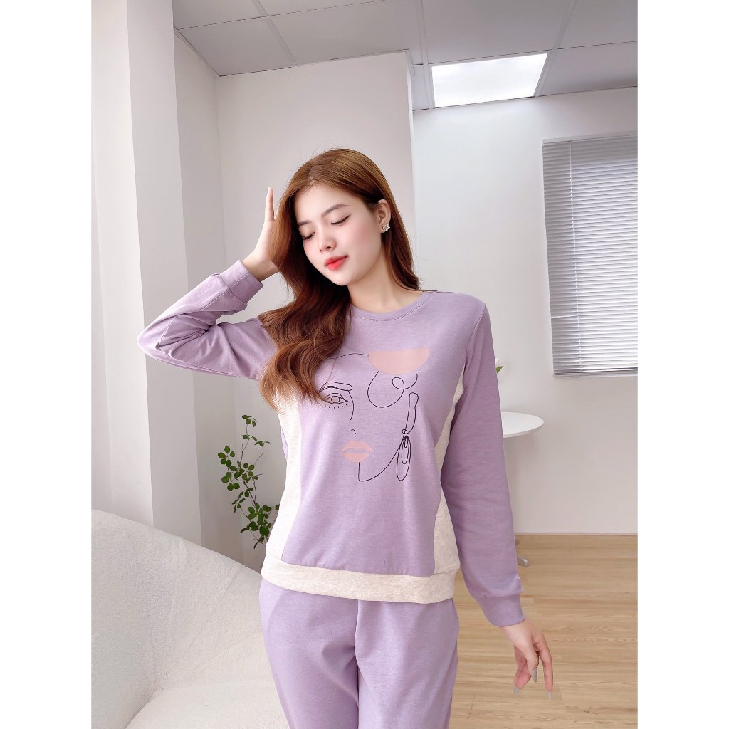 Bộ đồ mặc nhà Sweeten your life S chất liệu nỉ da cá cotton 100% STD2207