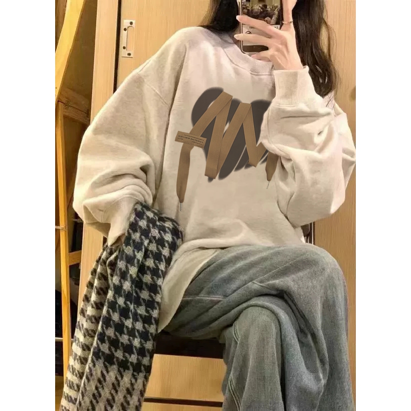 Focus local brand fashion vintage xám cổ tròn áo nỉ nữ dày sweater bigsize unisex ulzzang 100%cotton