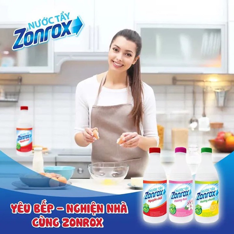 Nước tẩy Trắng diệt khuẩn và khử mùi Zonrok hương CHANh Zonrox chai 200ml
