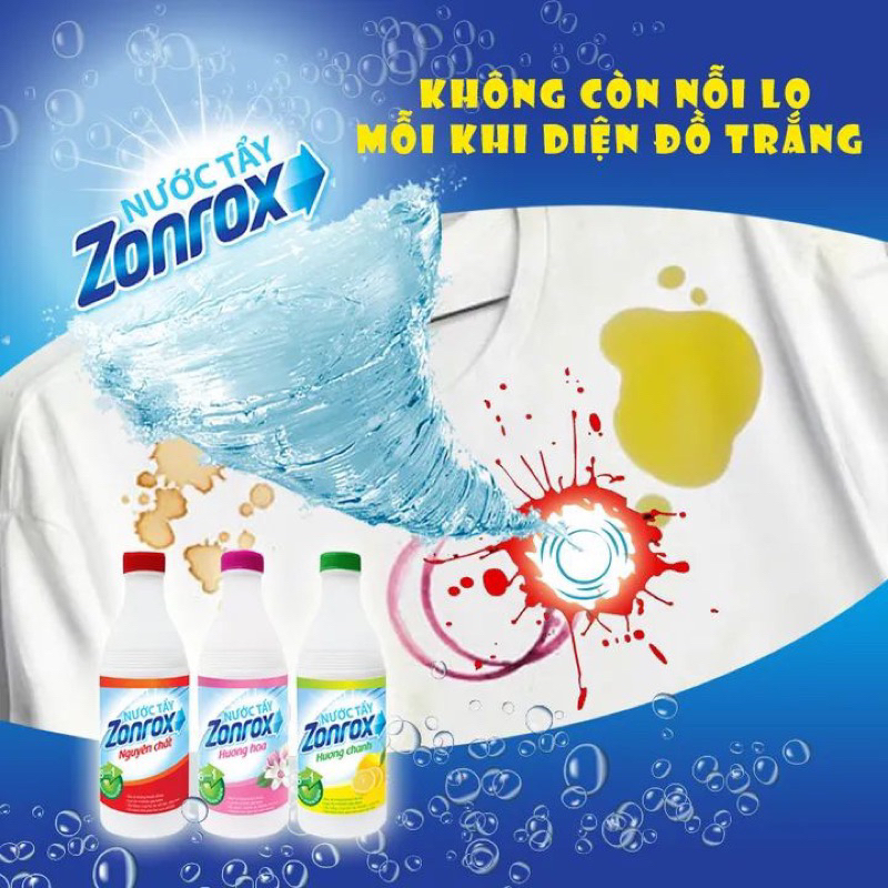 Nước tẩy Trắng diệt khuẩn và khử mùi Zonrok hương CHANh Zonrox chai 200ml