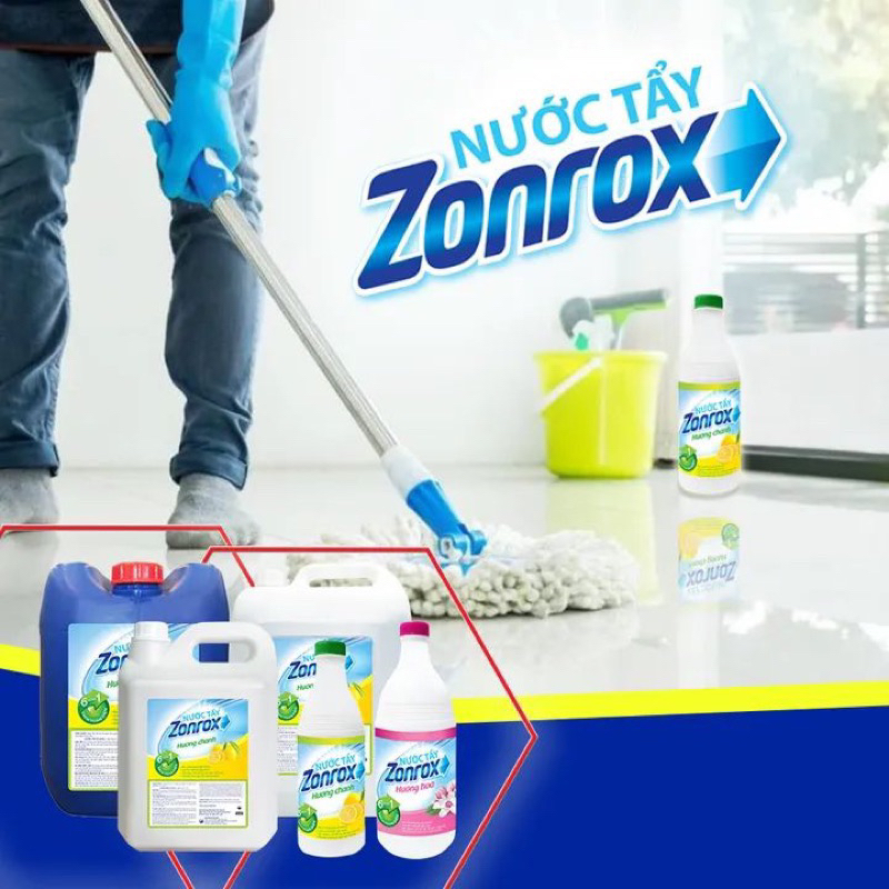 Nước tẩy Trắng diệt khuẩn và khử mùi Zonrok hương CHANh Zonrox chai 200ml