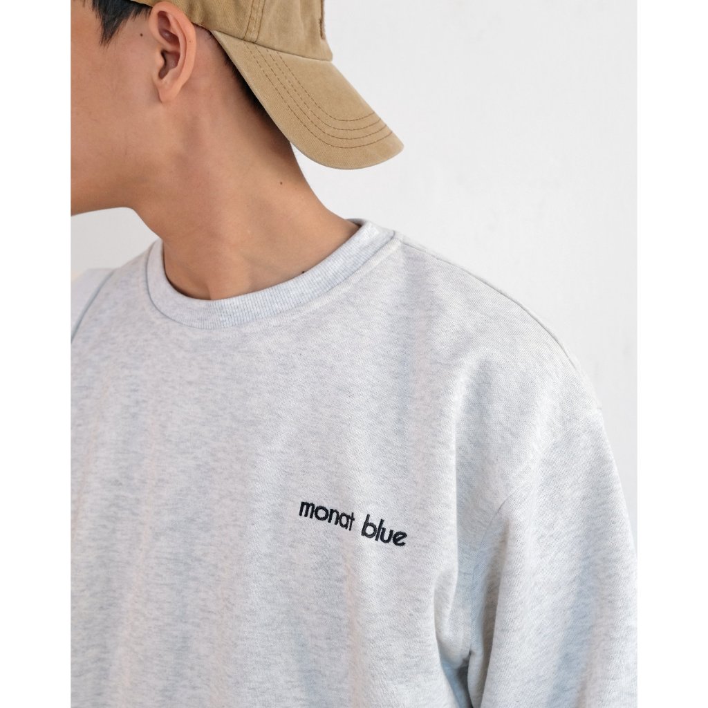 MONAT BLUE Basic Grey - Áo Sweater nỉ chân cua unisex