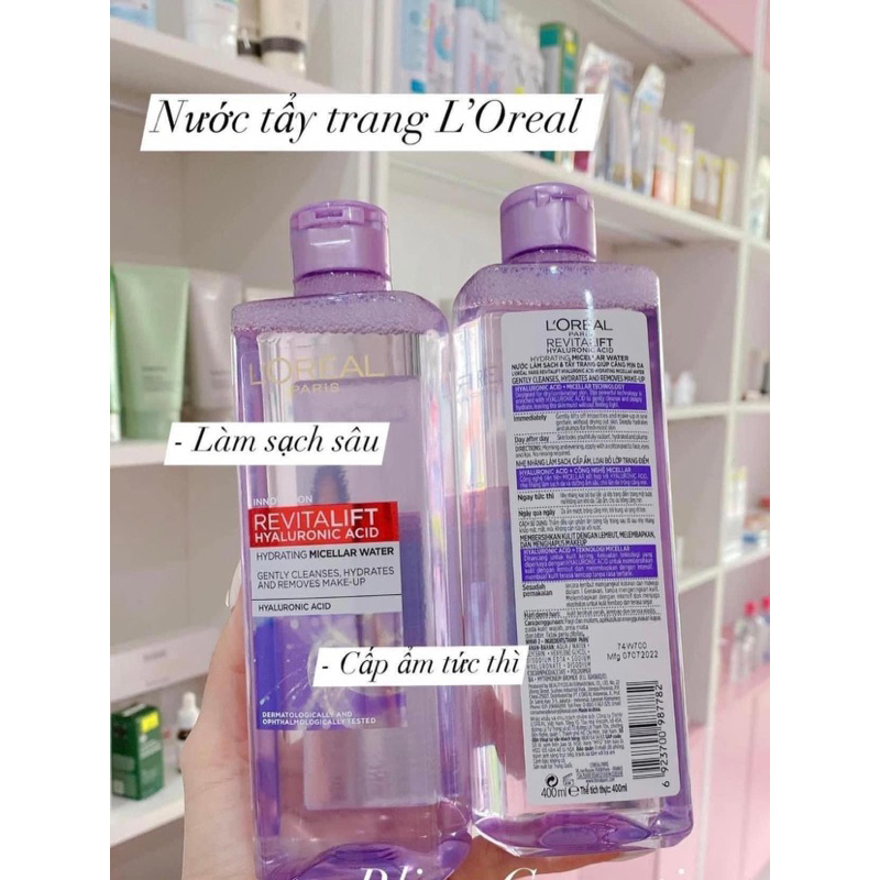Nước Tẩy Trang LOREAL tím 400ml dành cho da dầu mụn, da khô, da nhạy cảm