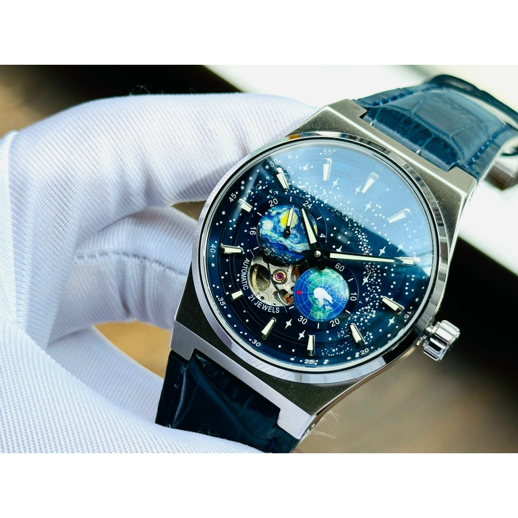 Đồng hồ nam dây da Carnival I&W Earth 708G