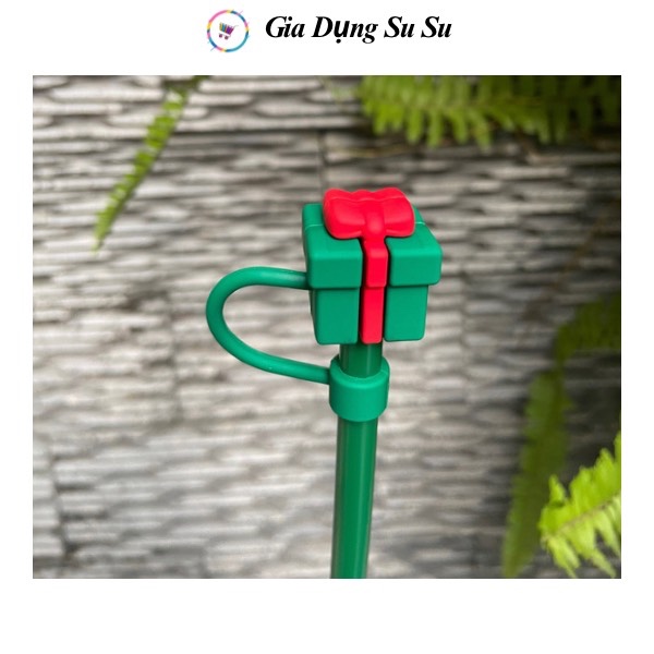 Nắp ống hút Noel silicon 3D hoạt hình dễ thương, straw topper - shopgiadung.susu