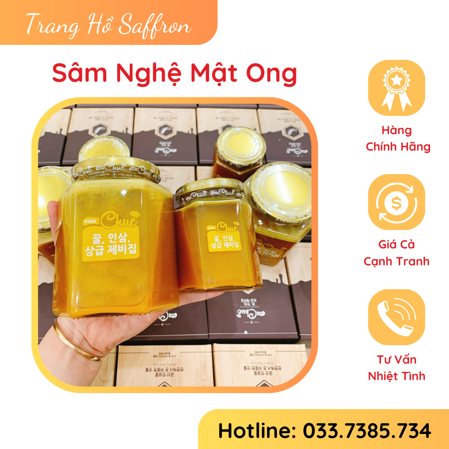 Sâm Nghệ Mật Ong Mamachue Hàn Quốc hũ to 500ml tặng hũ bé 200ml
